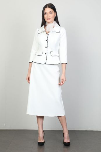 Picture of Green World 8399 ECRU WOMANS SKIRT SUIT 