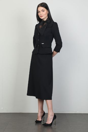 Picture of Green World 8399 BLACK WOMANS SKIRT SUIT 