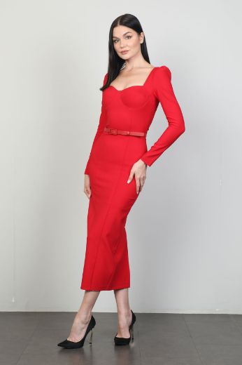 Picture of Green World 8390 RED Women Dress