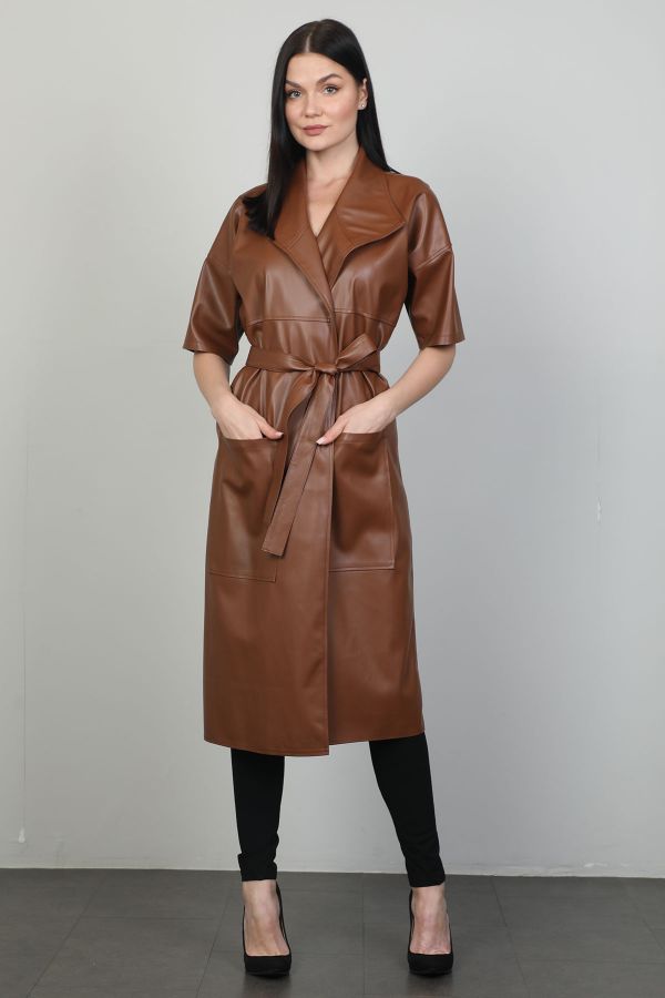 Picture of Red Export Women 4413 BROWN Women Trenchcoat