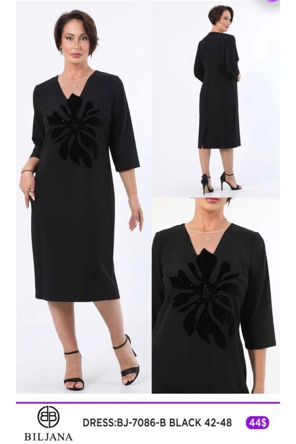 Picture of Biljana 7086xl BLACK Plus Size Women Dress 