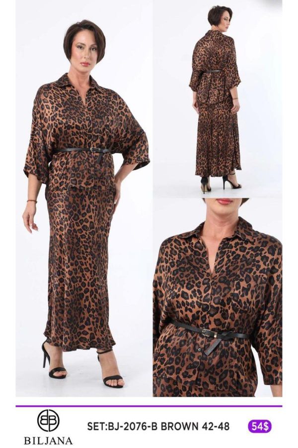 Picture of Biljana 2076xl BROWN Plus Size Women Skirt Suit