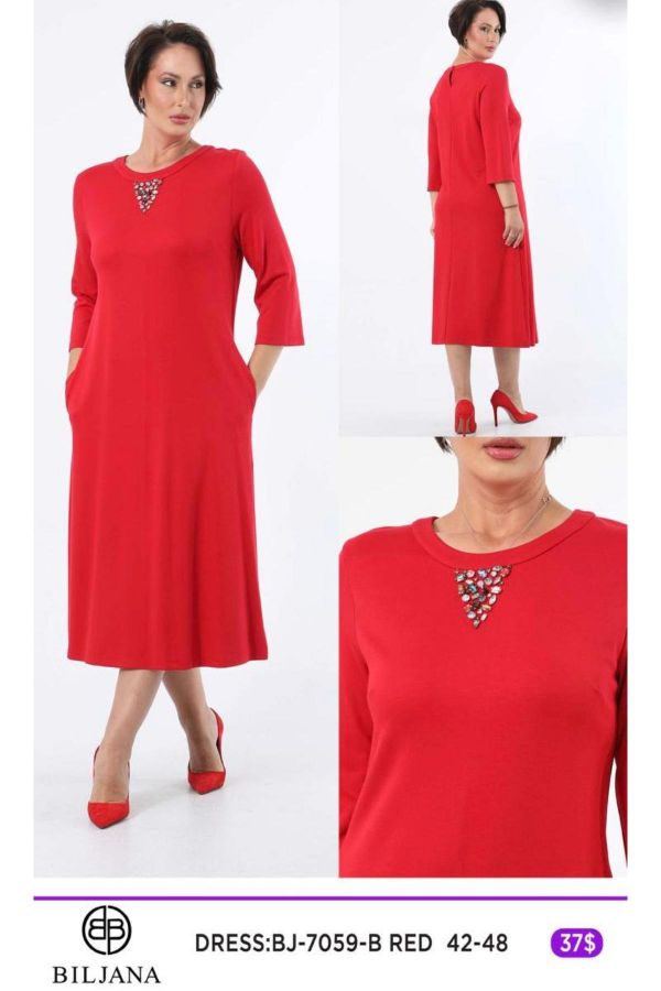 Picture of Biljana 7059xl RED Plus Size Women Dress 