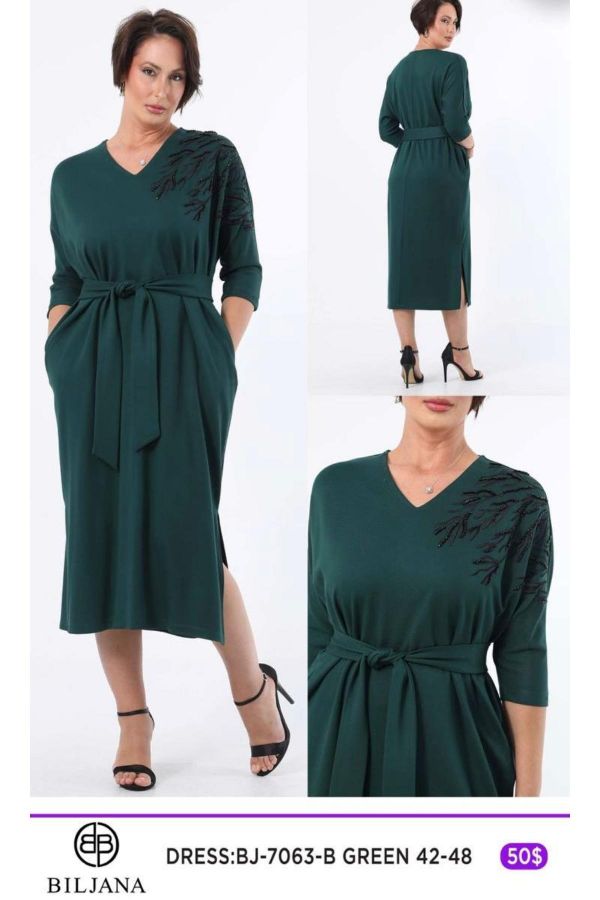 Picture of Biljana 7063xl GREEN Plus Size Women Dress 