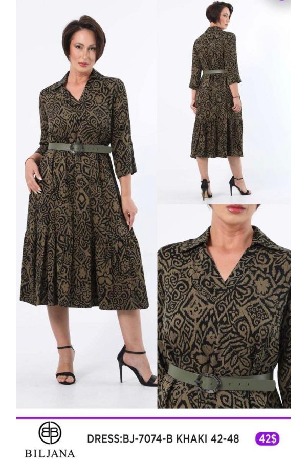 Picture of Biljana 7074xl KHAKI Plus Size Women Dress 