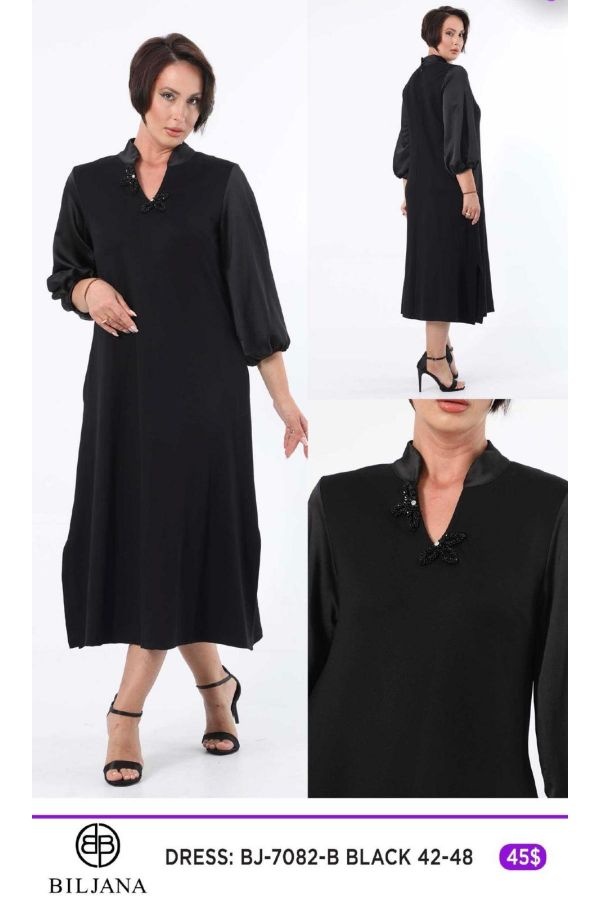 Picture of Biljana 7082xl BLACK Plus Size Women Dress 