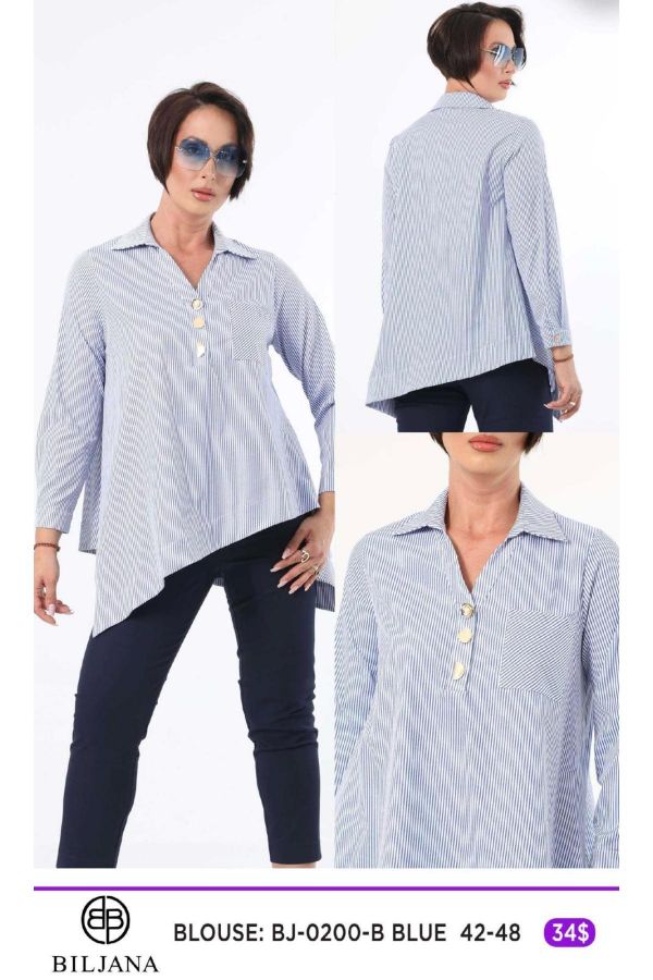 Picture of Biljana 0200xl BLUE Plus Size Women Blouse 