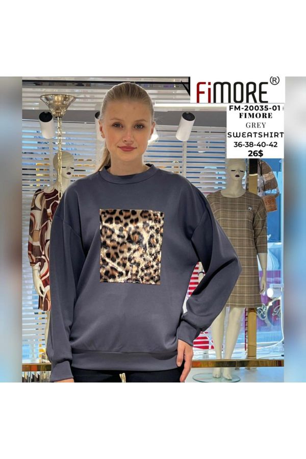 Fimore 20035-01 GRI Kadın Sweatshirt resmi