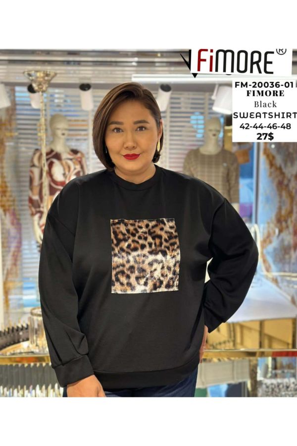 Picture of Fimore 20036-01xl BLACK Plus Size Women's Sweatshirt