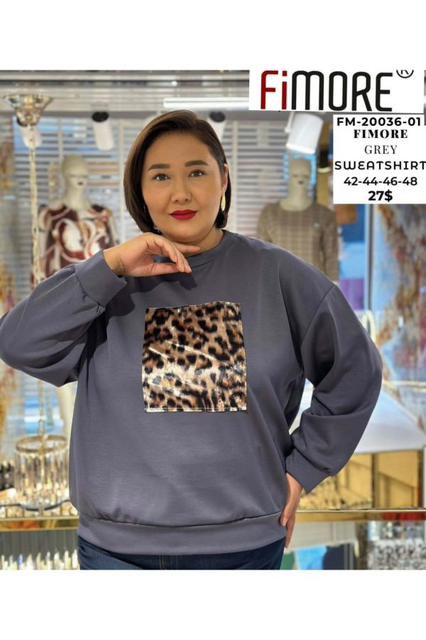 Picture of Fimore 20036-01xl GREY Plus Size Women's Sweatshirt