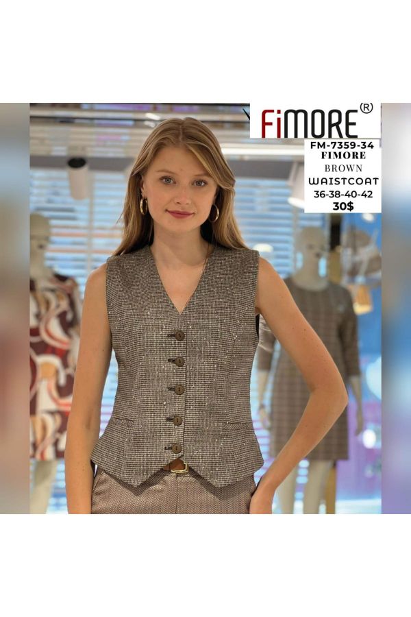 Picture of Fimore 7359-34 BROWN Women Vest