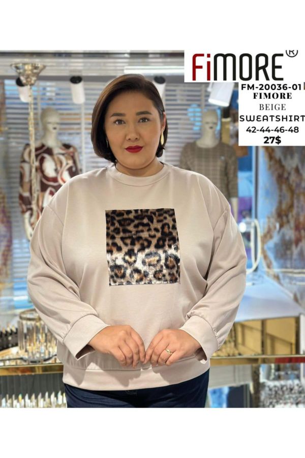 Picture of Fimore 20036-01xl BEIGE Plus Size Women's Sweatshirt