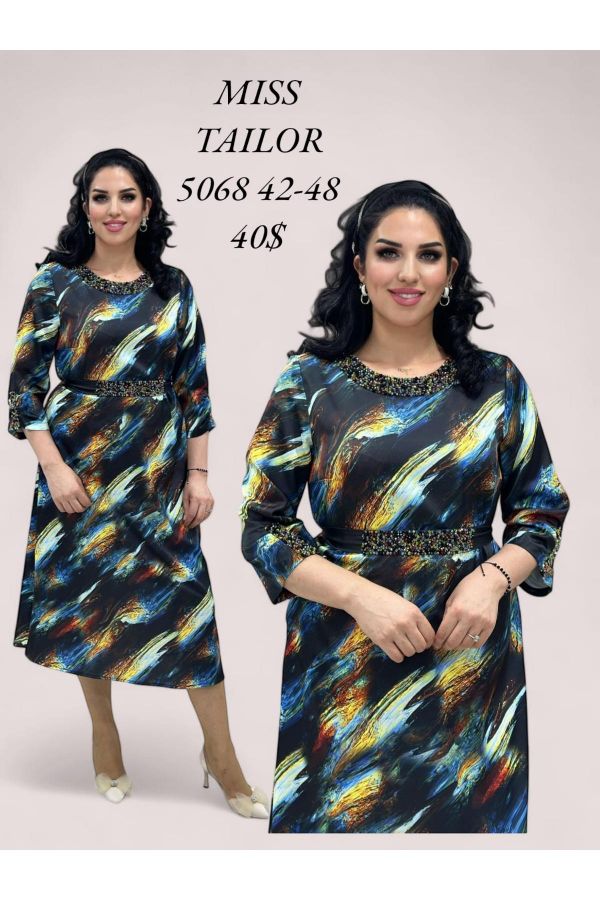 Miss Tailor 5068xl MAVI Büyük Beden Kadın Elbise resmi