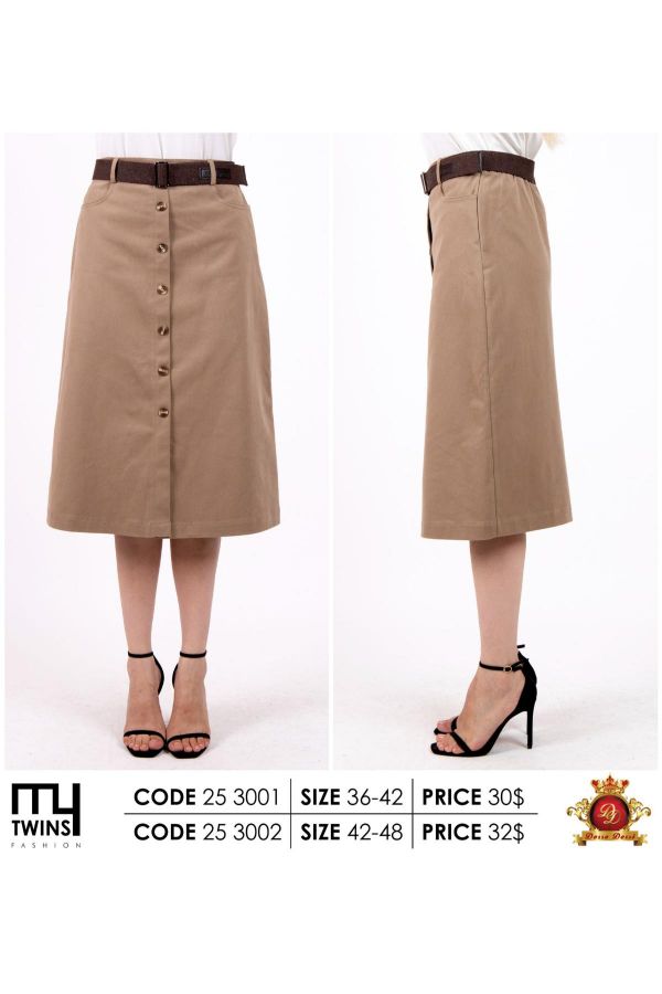 Picture of My Twins 253002xl BROWN  Plus Size Women Skirt 