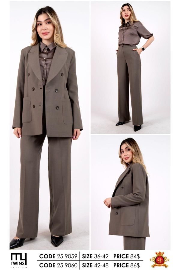 Picture of My Twins 259060xl SMOKED PEARL Plus Size Women Suit