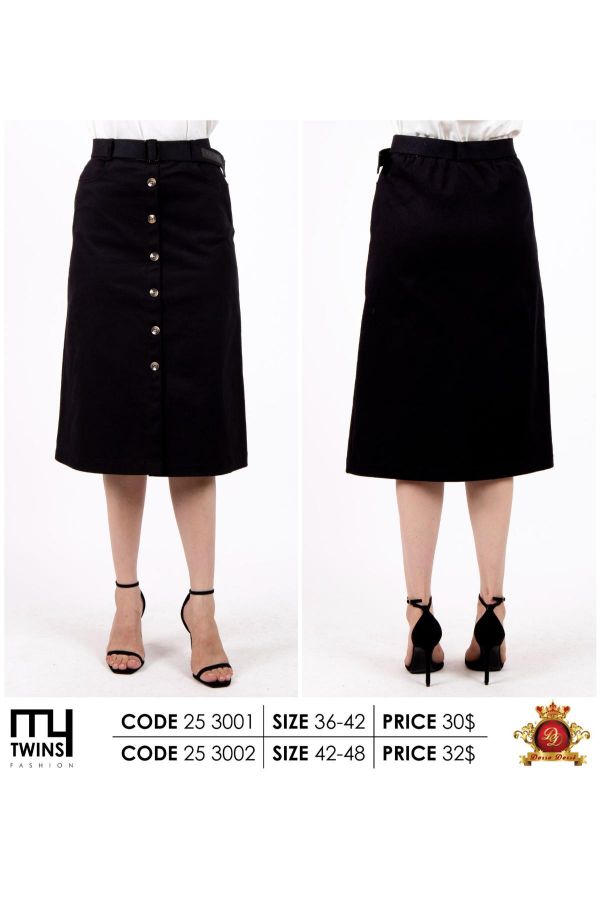 Picture of My Twins 253002xl BLACK  Plus Size Women Skirt 