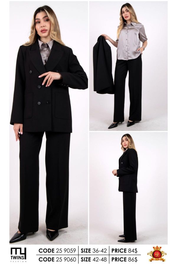 Picture of My Twins 259060xl BLACK Plus Size Women Suit