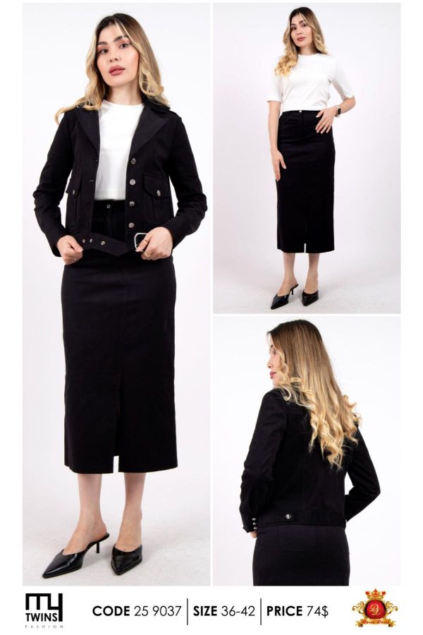 Picture of My Twins 259037 BLACK WOMANS SKIRT SUIT 