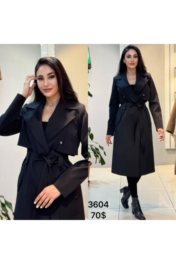 Picture of Renata 3604 BLACK Women Trenchcoat