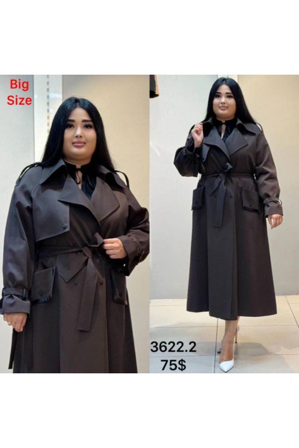 Picture of Renata 3622xl ECRU  Plus Size Women Trenchcoat