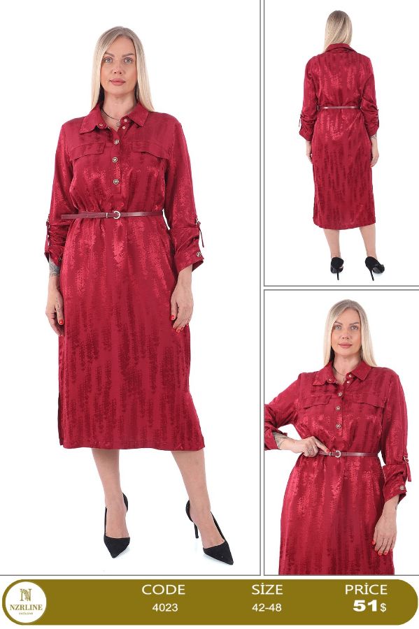 Picture of Nzr Line 4023 RED Plus Size Women Dress 