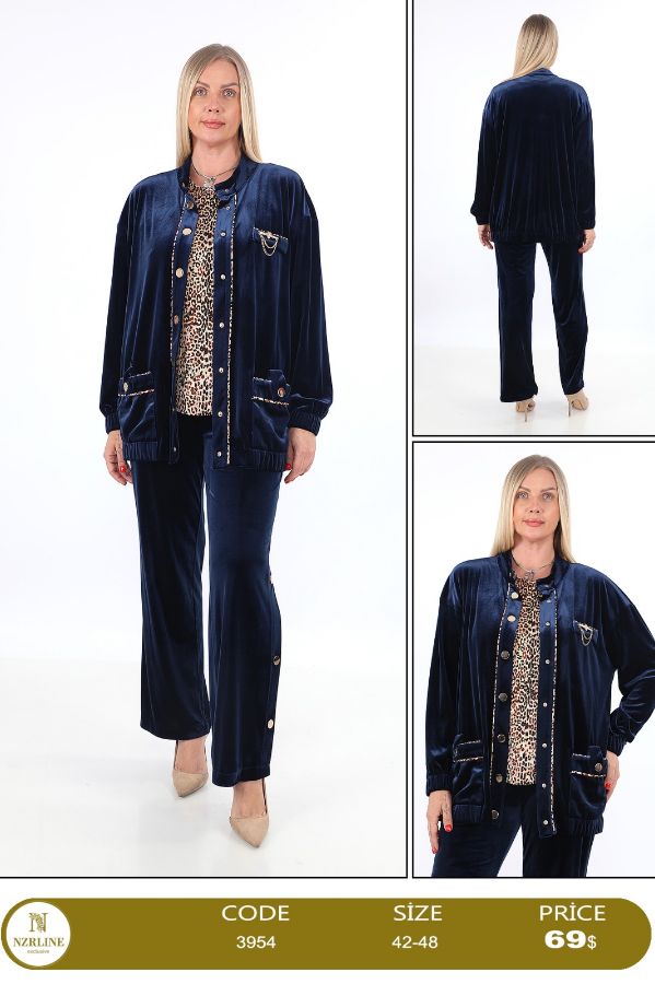 Picture of Nzr Line 3954 NAVY BLUE Plus Size Women Suit