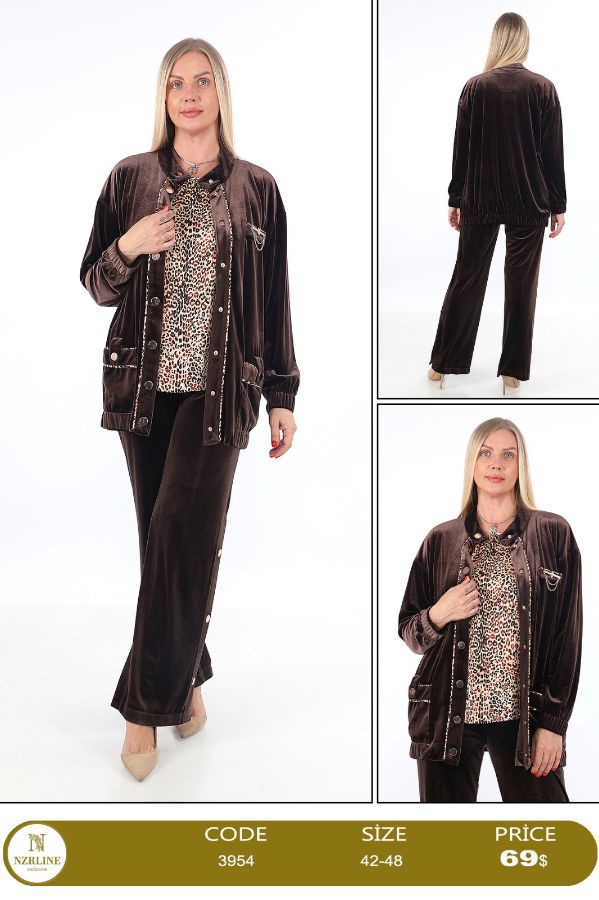 Picture of Nzr Line 3954 BROWN Plus Size Women Suit