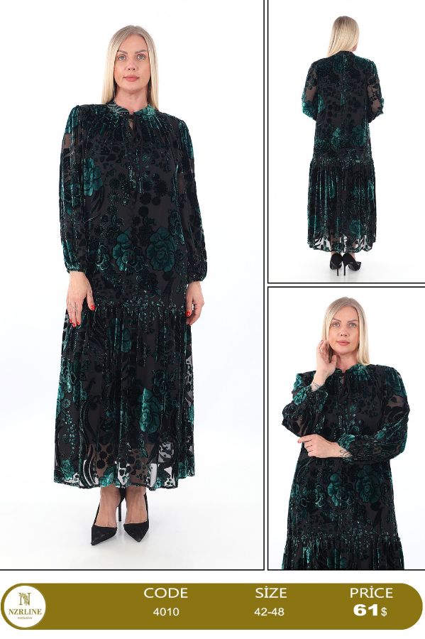 Picture of Nzr Line 4010 GREEN Plus Size Women Dress 