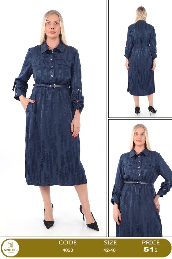 Picture of Nzr Line 4023 NAVY BLUE Plus Size Women Dress 