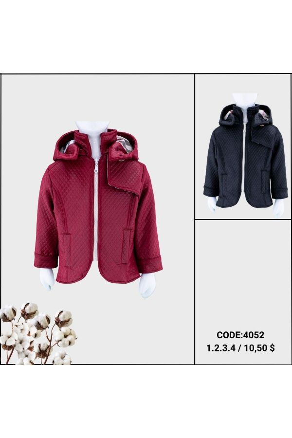 Picture of Coppababy 4052 BURGUNDY Girl Puffer Coat