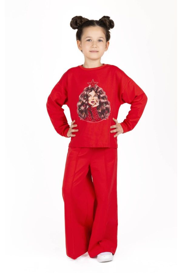 Picture of Best Kids BK23KK14272 RED Girl Sweatshirt