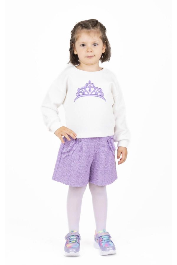 Picture of Best Kids BB23KK12240 ECRU-PURPLE Girl Sweatshirt