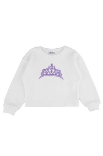 Picture of Best Kids BB23KK12240 ECRU-PURPLE Girl Sweatshirt