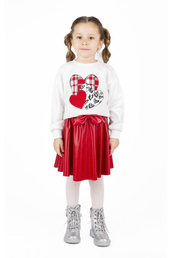 Picture of Best Kids BB23KK12243 ECRU-RED Girl Sweatshirt