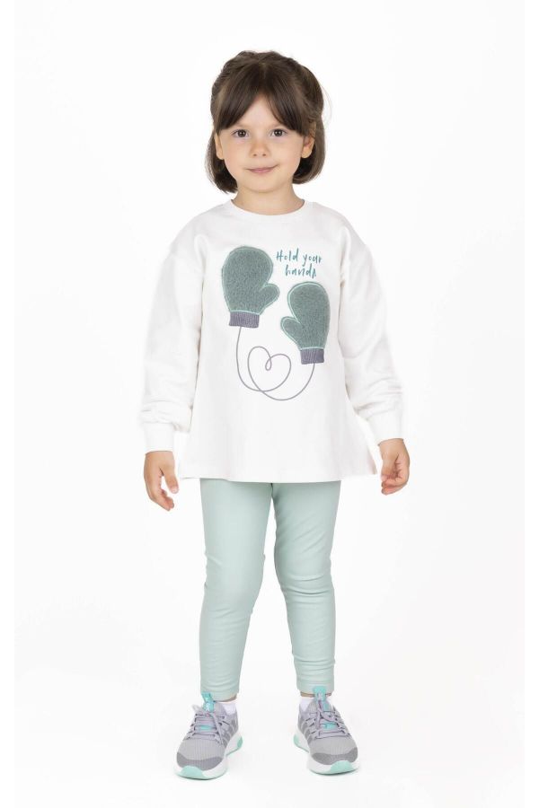 Picture of Best Kids BB23KK12274 EKRU-MINT GREEN Girl Sweatshirt