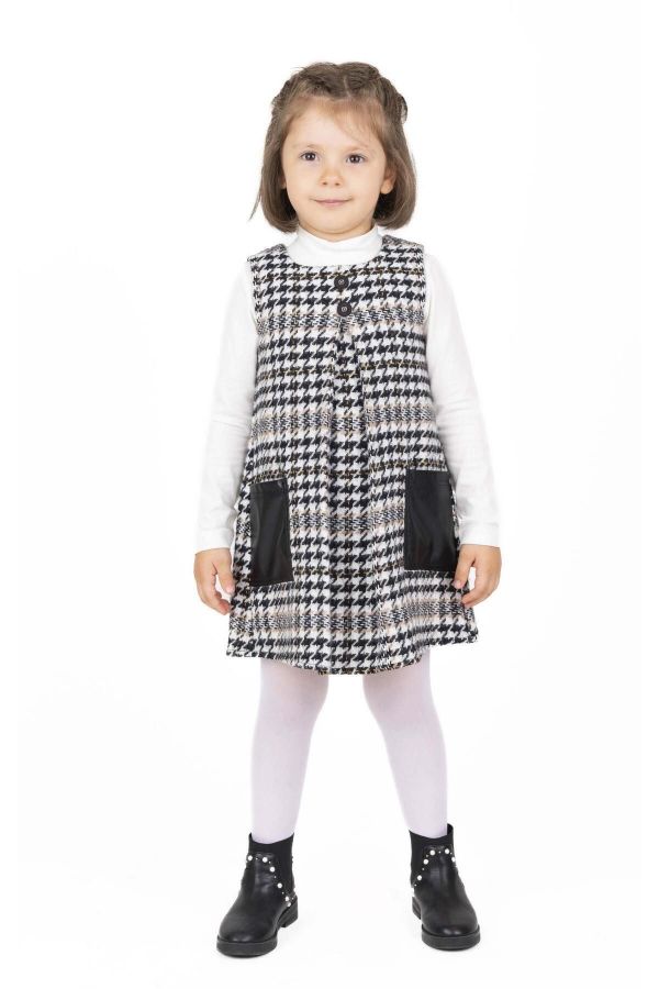 Picture of Best Kids BB23KK12260 ECRU-BLACK Girl Dress