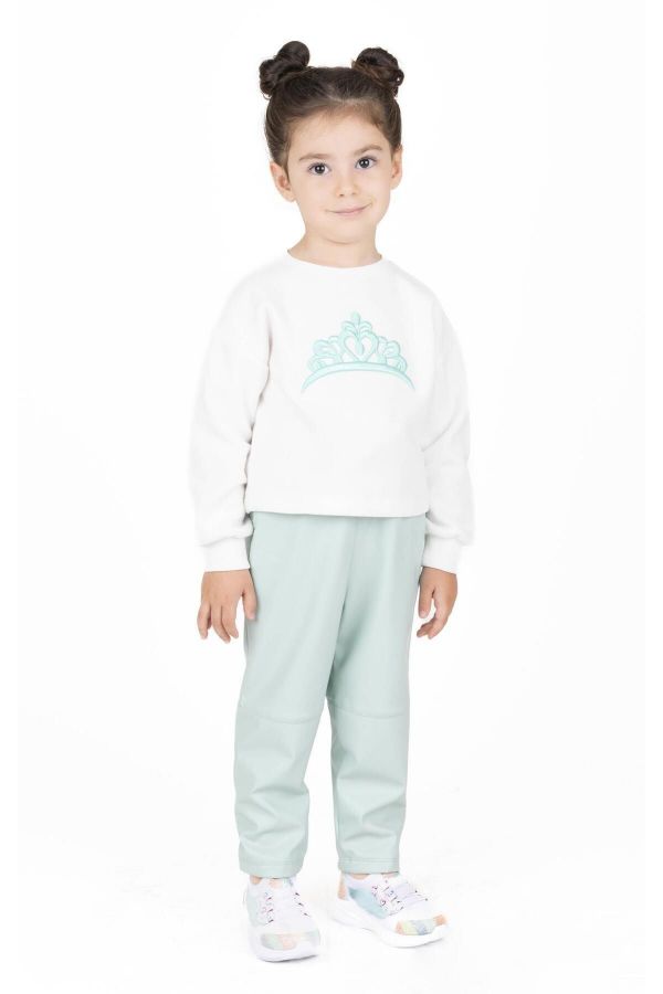 Picture of Best Kids BB23KK12240 EKRU-MINT GREEN Girl Sweatshirt