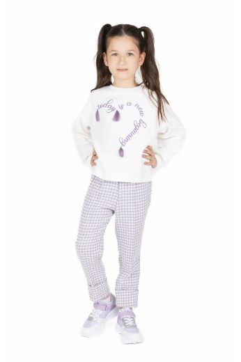 Picture of Best Kids BK23KK14322 ECRU- LILAC Girl Sweatshirt