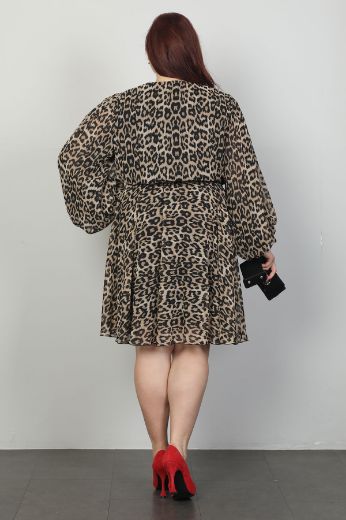 Of White 22450852xl LEOPAR Büyük Beden Kadın Elbise resmi