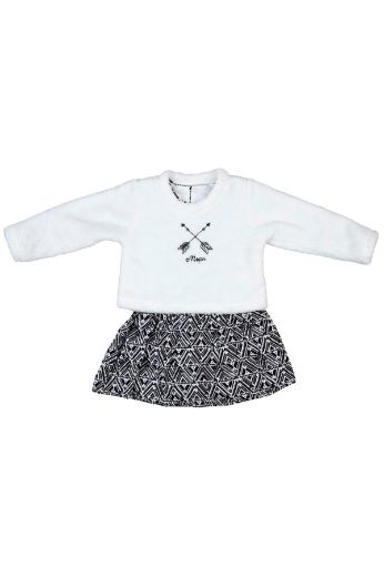 Picture of Bebepan 3628 WHITE-BLACK Girl Dress