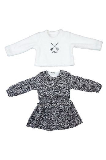 Picture of Bebepan 3628 WHITE-BLACK Girl Dress