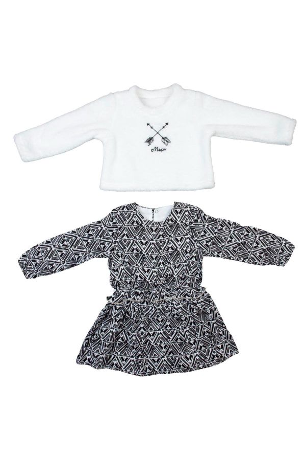 Picture of Bebepan 3628 WHITE-BLACK Girl Dress