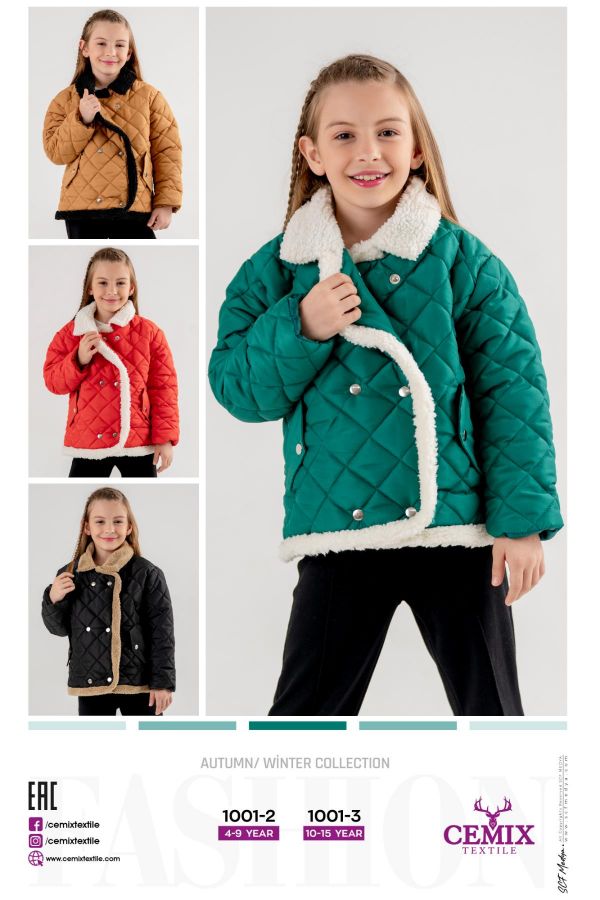 Picture of Cemix 1001-3 BLACK Girl Puffer Coat