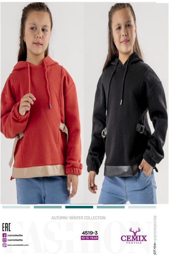 Cemix 4519-3 SIYAH Kız Çocuk Sweatshirt resmi