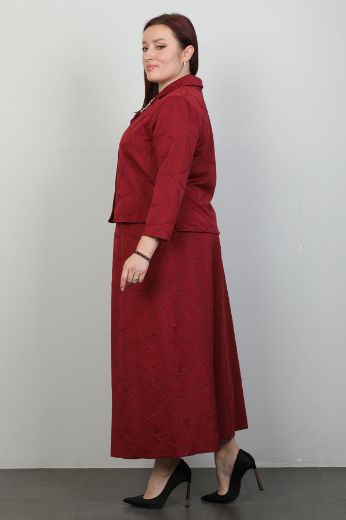 Picture of Nzr Line 3961xl RED Plus Size Women Skirt Suit