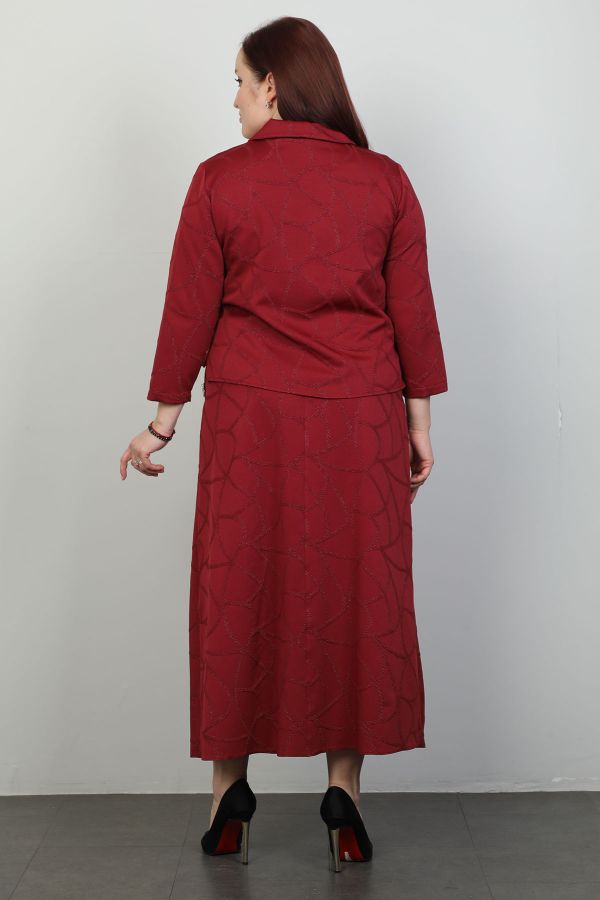 Picture of Nzr Line 3961xl RED Plus Size Women Skirt Suit