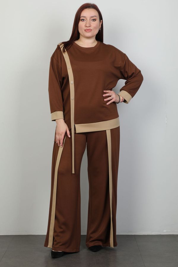 Picture of Nzr Line 2151xl BROWN Plus Size Women Suit