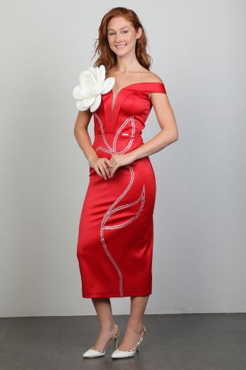 Picture of Green World 8388 RED Women Dress