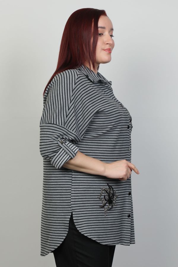 Picture of Aras 11858xl GREY Plus Size Women Shirt 