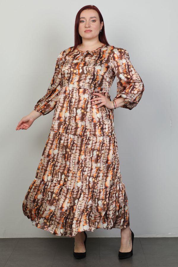 Picture of Nzr Line 4015xl BROWN Plus Size Women Dress 